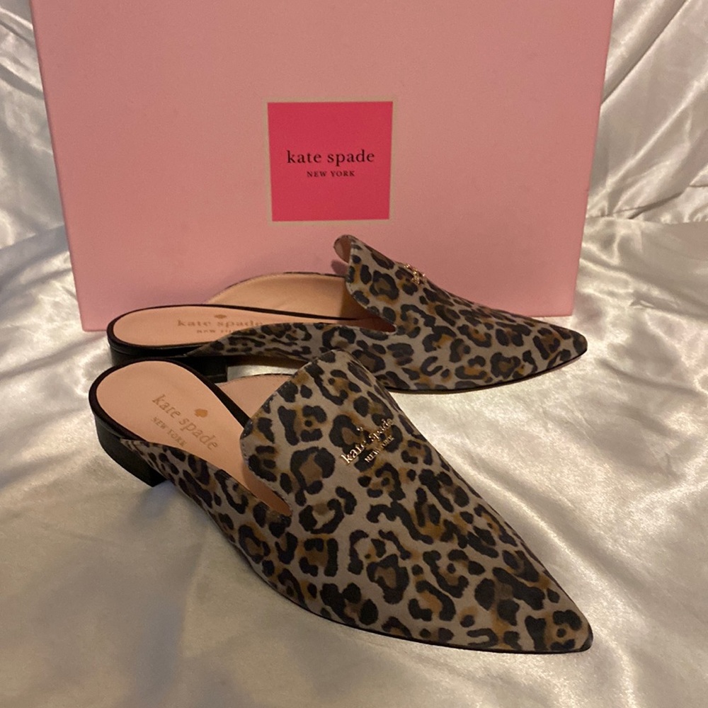 Kate Spade Loretta suede mules.